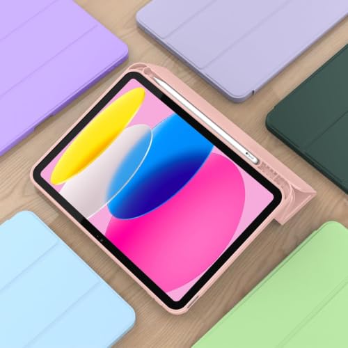 Image of MOCA iPad 11th Gen A16 / 10th Gen 10.9 Case (2025 /2022), Auto Sleep /Wake Cover, Pencil Holder, Soft TPU Back, Shockproof Rugged Slim Tri-Fold Stand Case (Rose Gold)