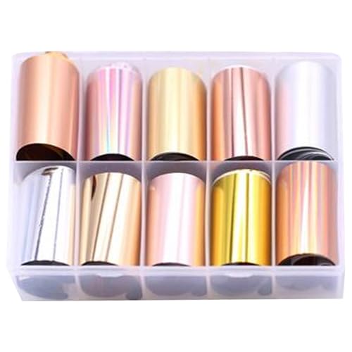Nail Art Folie Spiegel Nagelfolie Transferaufkleber DIY Maniküre Dekoration 10 Rollen Kunstfolie Folienpapier für Nägel Nagelaufkleber RollenNageltransfersNagelfolien Nagelaufkleber