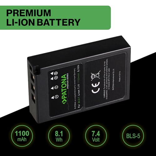PATONA 2X Premium Batería Recambio para Olympus BLS-5 BLS-50 PS-BLS5, 1100mAh Compatible con E‑450 OM-D E-M10 Mark II III IV Pen E-P3 E-PL2 E-PL3 E-PL5 E-PL6 E-PL7 E-PL8 E-PL9 Pen PM1 PM2 Stylus 1 - imagen 2