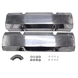 1 Set SHLPDFM Fabricated Aluminum Clear Coated Tall Valve Covers without Breather Holes Fits for Small Block Chevy SBC 283 305 327 350 383 400 V8 Engines 1958-86