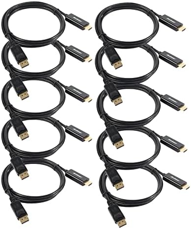 Anbear Display Port to HDMI Cable, Gold Plated Displayport to HDMI Cable 6 Feet(Male to Male) for DisplayPort Enabled Desktops and Laptops to Connect to HDMI Displays(10 Pack)