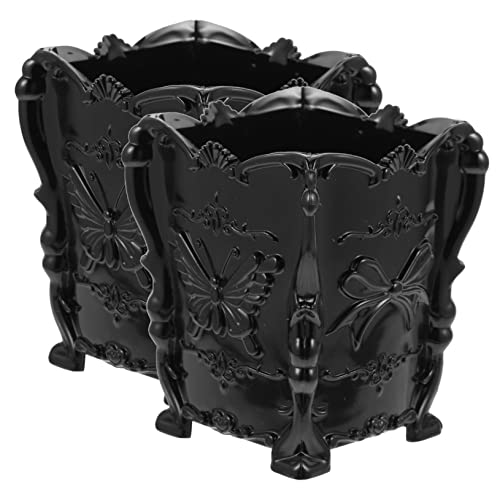 Veemoon 2 Piezas Organizador de Brochas de Maquillaje Soporte para Cosméticos y Lápices Diseño Elegante Color Negro para Vanity y Almacenamiento