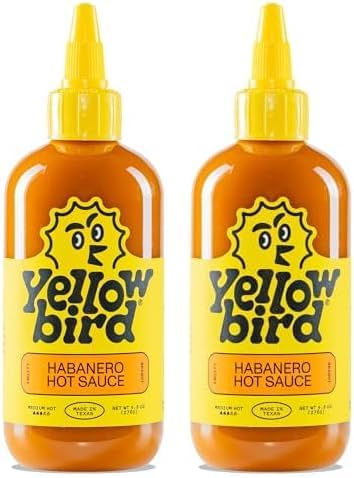 Hot Sauce by Yellowbird - with Habanero Peppers, Garlic, Carrots, and Tangerine - Plant-Based, Gluten Free, Non-GMO - Homegrown in Austin - 9.8 oz (Pack of 2)