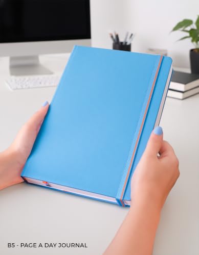 Image of NEORAH -B5 DOTTED | 368 Pages - 110 Gsm | PAGE A DAY JOURNAL (25x17.5 cm)-Hardcover Dot Grid Notebook |Back Pocket |3 Silk Book Mark - Completely HANDMADE for Journaling,Note Taking- LIGHT BLUE