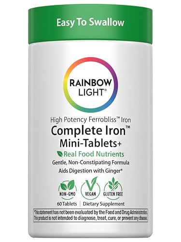 Rainbow Light Complete Iron Mini Tablets | 60 Count | High Potency Iron | with Vitamin C to Support Absorption | Supplement for Men and Women
