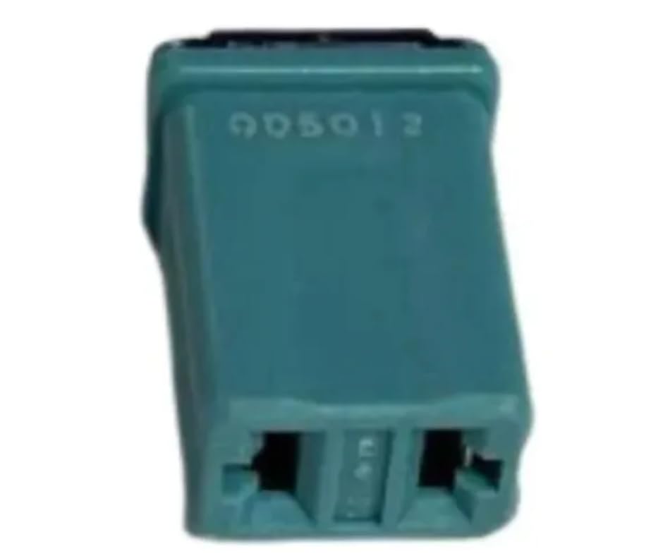 Pasi view of a Generic Mini Maxi 20 Ampere Automotive Fuse, showing the base of the aqua green body and the connection points for the blade contacts.