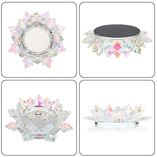Ownmy Colorful Crystal Pillar Candle Holder Crystal Snowflake Candle Stand For 3" Pillar Candles, Crystal Snowflake Tealight Candle Holder Glass Lotus Flower Candle Lamp For Wedding Table Centerpiece #TOP3