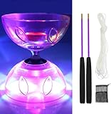 RNPKZ Diabolo Freiläufer mit kugellager Dreifache Lagerung Set, LED Diabolo mit Kugellager, DiaboloLeuchtend im Dunkeln mit Ersatzseil 10m, Stange, Netzbeutel, Geschenk für Anfänger und Profis (Lila)