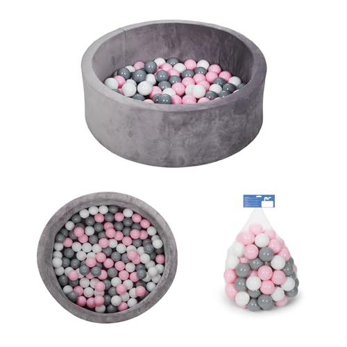 MS BabyWorld – Piscina de Bolas Misti – Piscina de Espuma Redonda para Bebé | +100 Bolas Incluidas | Parque Sensorial | Acolchada y Suave al Tacto | Ideal para Interiores