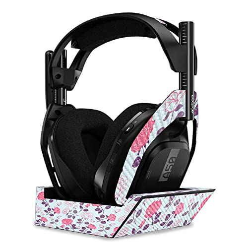 Image of MightySkins Carbon Fiber Skin Compatible With Astro A50 Wireless Headphones + Base Station (Gen 4) - Vintage Floral | Protective, Durable Textured Carbon Fiber Finish | Easy To Apply | Made in the USA