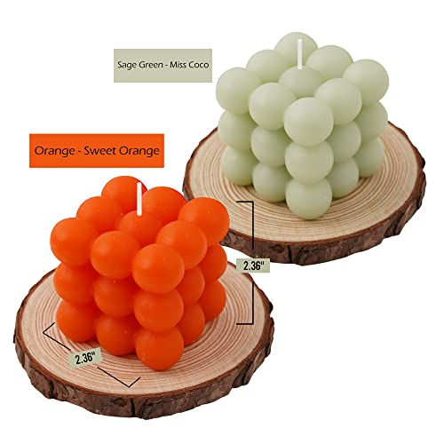Orange Scented Bubble Candles Sage Green Candle, Soy Cube Cute Shaped Small Bubble Candles Trendy Funny Cool Square Candles Aesthetic Living Room Shelf Table Decor #TOP1