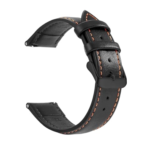 [KKTHRFFKK] Genuine Leather Watch Band Quick Release 18mm/20mm/22mm Straps For Men And Women Watchband(Black Orange Black,18mm)