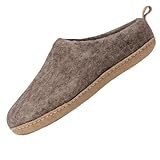 HAUSSIMPLE Title: Wool Slippers with Leather Sole 100% Felted Wool Indoor House Shoes Unisex for Men & Women – Breathable, Warm, Cozy, Natural Wool Loafers (Natural Brown, 10 Women/ 9 Men)