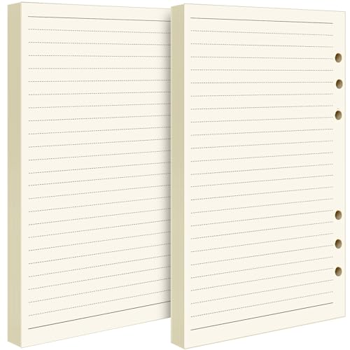 FANDAMEI 2 Packs A5 Refills Ruled Lined Paper - 90 Sheets A5 Refill Pad for A5 Diary, 8.3 x 5.6 Inch Loose-Leaf Refillable Planner Inserts A5 Paper, A5 Lined Paper Refill for Class Meeting Records
