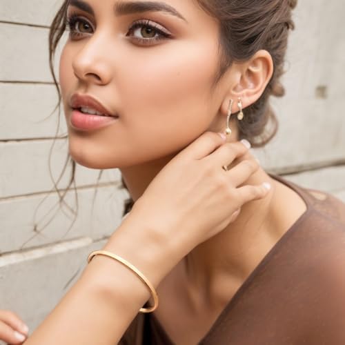 Dainty Gold Bar Bracelet for Women Simple Delicate Thin Cuff Bangle Hook Bracelet 18K Gold Plated Handmade Minimalist Jewelry3