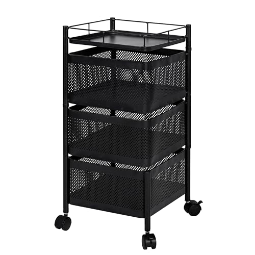 T-LOVENDO.ES Storage Basket Rolling Rolling Rolling Kitchen Bathroom Full Shelf Fruit Vegetable Utensils 3 Tier Drawer Top Lid Metal Wire T-LOVENDO.ES Storage Basket Rolling Rolling Rolling Kitchen Bathroom Full Shelf Fruit Vegetable Utensils 3 Tier Drawer Top Lid Metal Wire