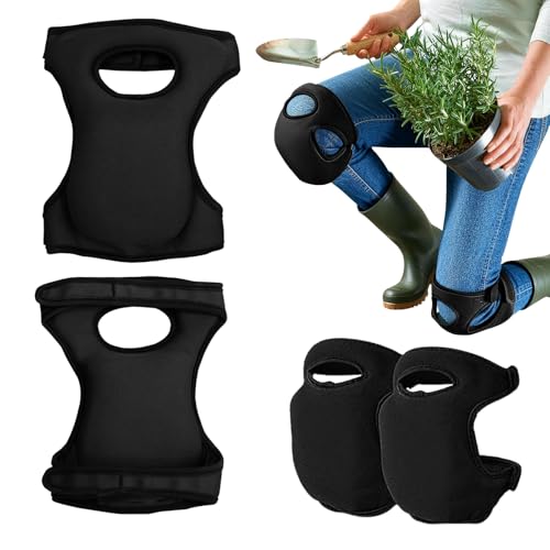 QIANAI Genouillère Jardinage, Lot de 2 Jardinage Attelle Genou, Genouillère Anti-Collision Épaississement Genouillères Respirantes, pour Le Travail à Genoux et un Confort Accru (Noir)