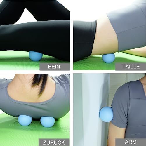 Massageball Faszienball Hart in Lacrosse Ball Größe für Rücken Beine Füße Hände. Triggerpunktball für Tiefengewebsmassage Myofasziale Muskel Entspannung Plantarfasziitis Yoga Pilates 2 Stück (Blau)