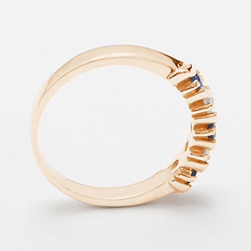 LetsBuyGold Solid .417 10k Rose Gold Real Genuine Sapphire & Diamond Womens Eternity Band Ring (0.11 cttw, H-I Color, I2-I3 Clarity)3