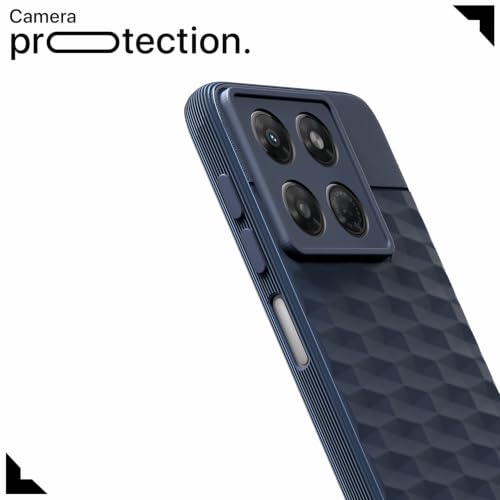Image of Pikkme Back Cover for Motorola Moto G37 5G Camera Protection 3D Hexa Cube Design Silicone Protective Bumper Case (Blue)