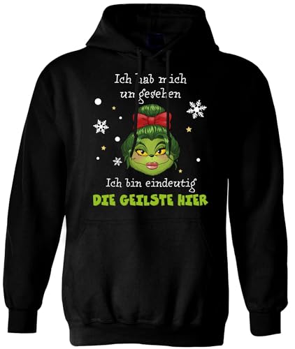 Miss Grinch Pullover Hab mich umgesehen bin eindeutig die Geilste hier - Hoodie Weihnachtspullover Geschenk Frau - Weihnachten (DE/NL/SE/PL Alphanumerisch S Regular Regular Schwarz)