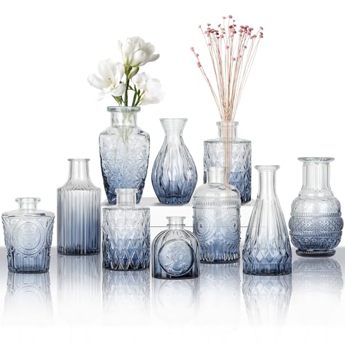 Conjunto de 10 Vasos Pequenos Decorativos de Vidro para Sala e Fl...