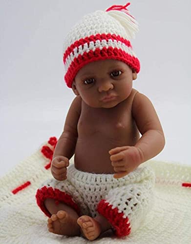 MWKL Rebirth Baby Doll Simulation 11 Zoll/28 cm Schwarze Haut Vollsilikon Kinderspielzeug Geschenk,Reborn Puppen – Bild 5