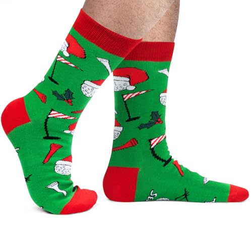 Lavley Tees The Season Christmas Golf Socks - Funny Holiday Gifts for Golfers - Unisex One Size for Men and Women