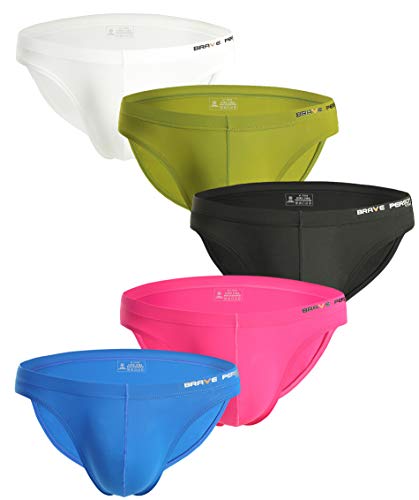 BRAVE PERSON Fashion Sports Underwear Low Waist Swim Briefs for Men B1129 (S, 5 Colors Mixed)