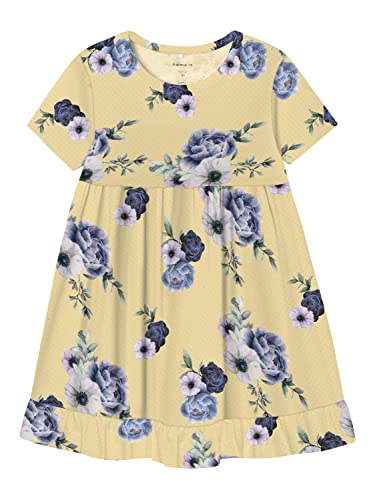 NAME IT Mädchen NMFHOLLY SS Dress Kleid, Double Cream, 104