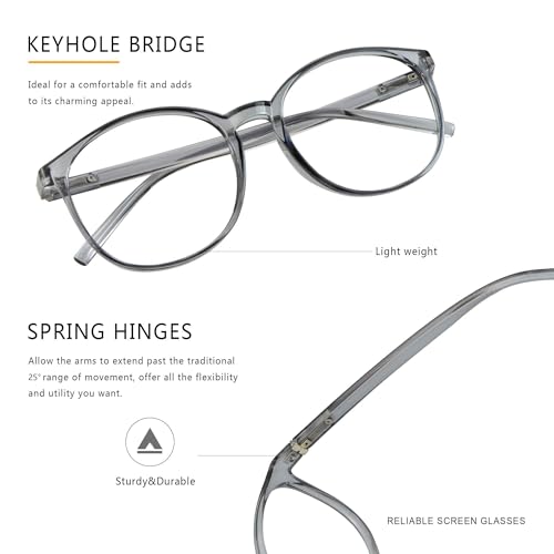 Image of Vintage Round Progressive Multifocal Presbyopic Glasses, Photochromic Gray Sunglasses for Men Women Readers (Clear Gray,+1.00 /+4.00 Magnification)