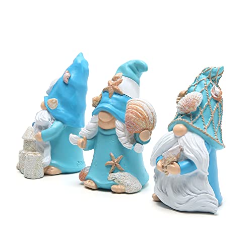 Hodao 3PCS Summer Gnomes Decor Star Shell Gnomes Handmade for Beach Decor Swedish Nisse Scandinavian Elf Summer Decoration Home Ornaments