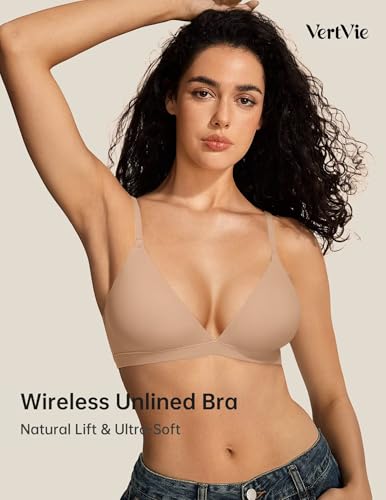 Vertvie Womens Wireless Triangle Bralette Plunge Unlined Seamless Bras No Underwire Sexy Comfortable Unpadded Everyday Bra2