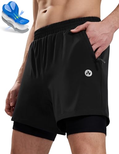 Nepest Menâ€™s Mountain Bike Shorts 4D Padded Cycling Biking Bicycle Riding MTB Shorts with 2+1 Zipper Pockets & 1 Side Pocket, Loose-fit Black/Black,M