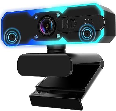 NBPOWER 1080P 60Fps Streaming Webcam,Streaming Camera With Microphone&Fill Light,Autofocus,Work With Zoom/Youtube/Winsdows/Mac Os/Laptop/Macbook/Pc Computer Camera,Digital,Black