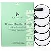 Reusable Makeup Remover Pads - 5 Large Premium Quality Microfiber Cloths for Makeup Removal, Ultra Soft & Durable, Gentle Cleansing Rounds for Face for All Skin Types, Includes Washable Bag