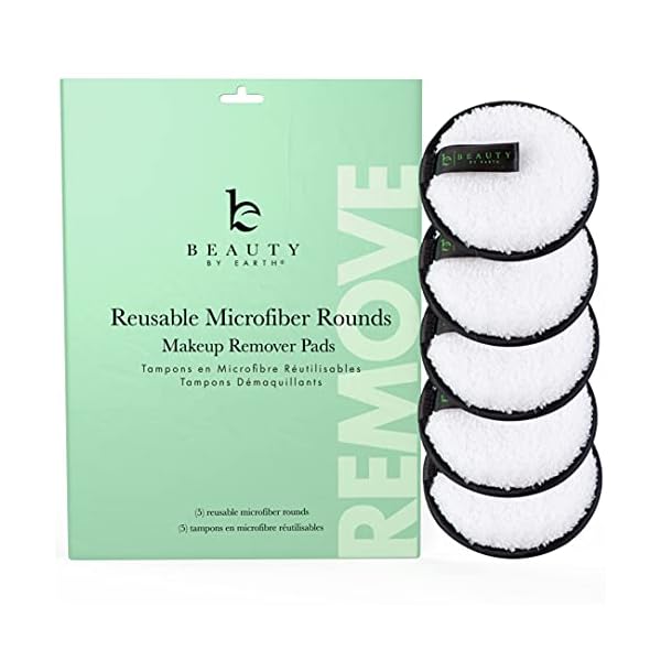 Reusable Makeup Remover Pads - 5 Large Premium Quality Microfiber Cloths for Makeup Removal, Ultra Soft & Durable, Gentle Cleansing Rounds for Face for All Skin Types, Includes Washable Bag