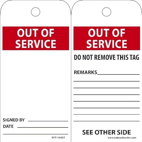 NMC RPT176AST OUT OF SERVICE Tag - [Pack of 25] ...