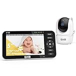 GHB Babyphone mit Kamera 5 Zoll 720P HD Display mit bis zu 168h Akkulaufzeit im VOX Schlafmodus Gegensprechen Nachtsicht und Temperaturanzeige