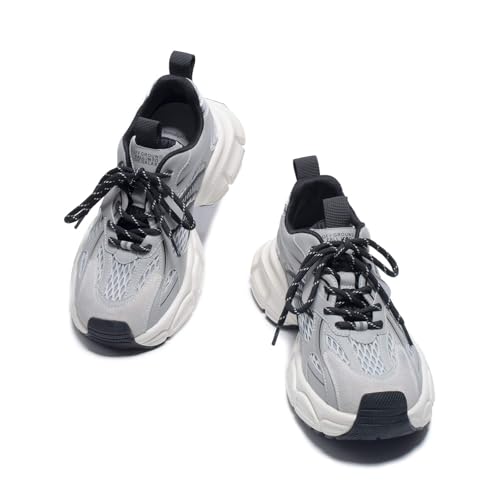 Womens Chunky Sneakers, Fashion Comfortable Round-Toe Sneakers for Women, Leather Lace Up Casual Platform Shoes, Comfortable Tennis Runnig Shoes - Main Image