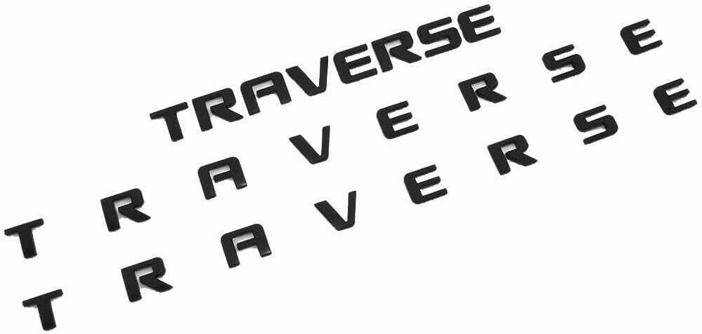 3Pc Traverse Front Door & Liftgate 3D Badge Nameplate Logo Emblem Exterior Sticker Decal Kit Replacement for Traverse 84950540 (Matte Black)