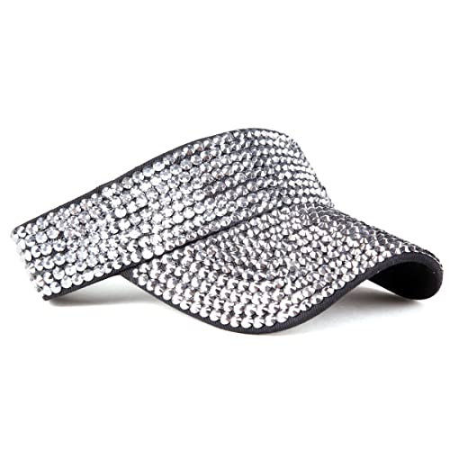 Image of Gudessly Shiny Rhinestones Sport Sun Visor Adjustable Summer Cap Visor Caps for Women Men