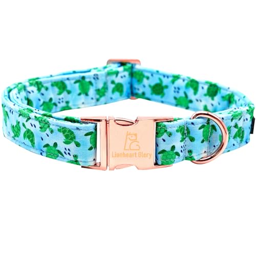 Lionheart glory Dog Collar Blue Dogs Collar Spring Summer Cute Collars Dog Boy or Girl Soft Durable Adjustable Dog Collars for Medium Dogs Pet Gift, sea turtles
