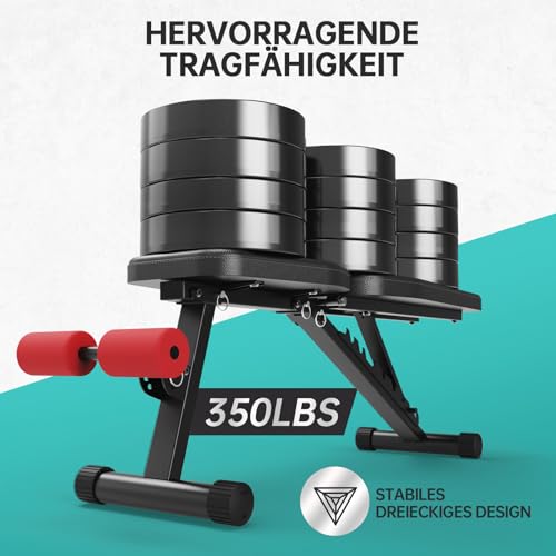 PASYOU Hantelbank Klappbar 9-Fach Verstellbar 90° Grad vertikal Multifunktions Trainingsbank für Ganzkörper-workout Bauchtrainer Schrägbank – Bild 5