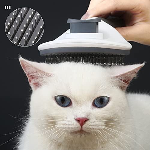 Image of Cat Self Cleaning Brush, Pet Grooming Brush for Cats and Dogs, Easy Clean for Long or Short Haired Cats, Gray