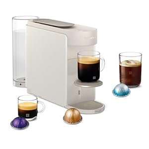 NESPRESSO Delonghi Vertuo Up Kaffeekapselmaschine für 5 Tassengrößen | 3 Sekunden Aufheizzeit | One Touch Kaffee Zubereitung | 1, 4 L Wassertank | Kompaktes Design | Weiß (ENV200.W)