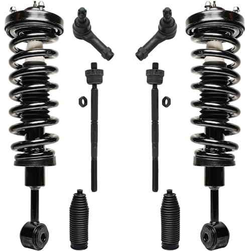 Image of Detroit Axle - 4WD Front 8pc Struts Kit for 2006 2007 2008 Ford F-150 Lincoln Mark LT, 2 Struts with Coil Spring 4 Outer Inner Tie Rod Ends 2 Boots Replacement Suspension Kit