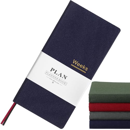 Fuyoooo 1 Pcs Weeks Planner Gift for Christmas A6 / 3.9x7.4 inch Portable Planner Undated Pocket Size Calendar Year Month Week Mini Slim Notebook Journal Schedule for Traveler Office (Olive Green)