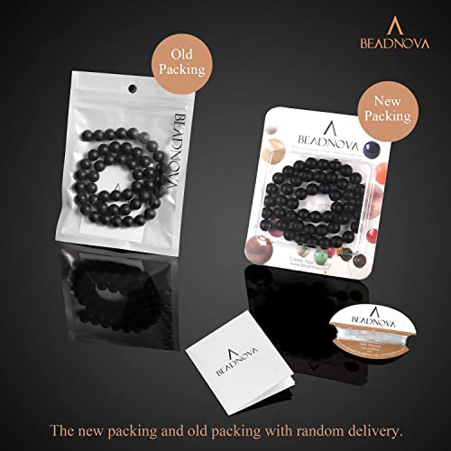 Beadnova Black Matte Onyx Beads Natural Crystal Beads Stone Gemstone Round Loose Energy Healing Beads With Free Crystal Stretch Cord For Jewelry Making (8Mm, 45-48Pcs) #TOP6