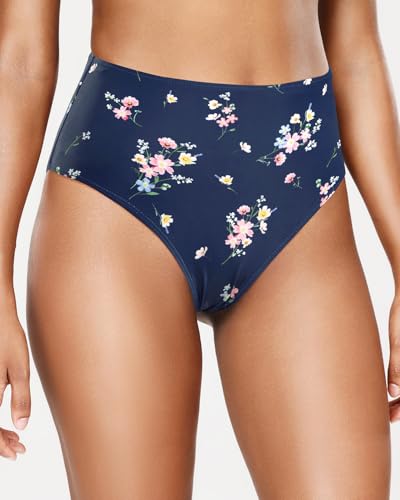 Image of Tempt Me Womens High Cut High Waisted Bikini Bottoms Tummy Control Bathing Suit Bottoms Swim Bottom Swimsuit Bottom